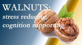 Young Chiropractic shares a picture of a walnut which is said to be good for the gut and reduce stress.